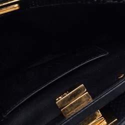 Pre Owned Fendi Black Python Mini Peekaboo Top Handle Bag