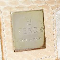 Fendi Beige Sequins And Python Baguette Bag