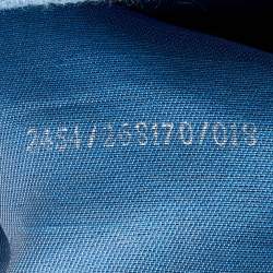 Pre Owned Fendi Blue Denim And Ostrich Leather Mama Forever Baguette Bag
