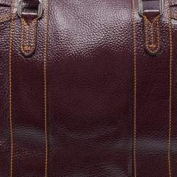 Pre Owned Fendi Burgundy Textured Patent Leather Patent B Mix Satchel