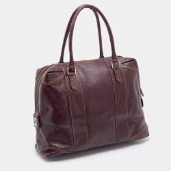 Pre Owned Fendi Burgundy Textured Patent Leather Patent B Mix Satchel