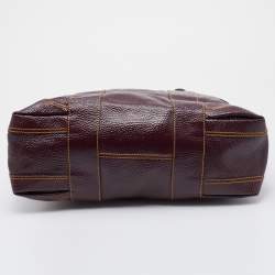 Pre Owned Fendi Burgundy Textured Patent Leather Patent B Mix Satchel