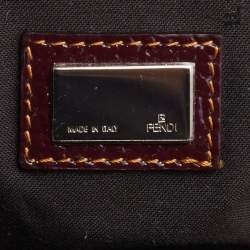 Pre Owned Fendi Burgundy Textured Patent Leather Patent B Mix Satchel