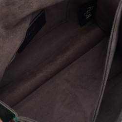 Pre Owned Fendi Metallic Green Leather Small Scalloped Kan I Shoulder Bag