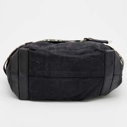 Pre Owned Fendi Black Zucca Fabric And Leather Zip Code Shoulder Bag