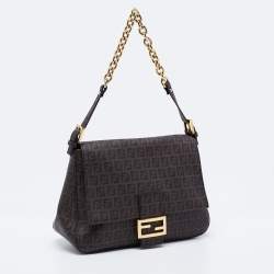 Pre Owned Fendi Tobacco Zuchinno Coated Canvas Big Mama Forever Shoulder Bag