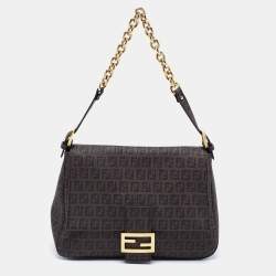Pre Owned Fendi Tobacco Zuchinno Coated Canvas Big Mama Forever Shoulder Bag