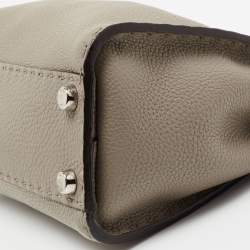 Pre Owned Fendi Beige Selleria Leather and Python Mini Peekaboo Top Handle Bag
