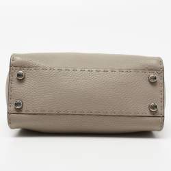 Pre Owned Fendi Beige Selleria Leather and Python Mini Peekaboo Top Handle Bag