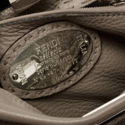 Pre Owned Fendi Beige Selleria Leather and Python Mini Peekaboo Top Handle Bag