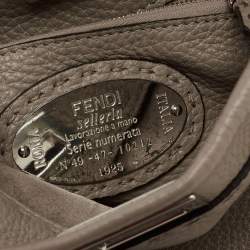 Pre Owned Fendi Beige Selleria Leather and Python Mini Peekaboo Top Handle Bag