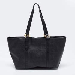 Pre Owned Fend Black Zucchino Coated Canvas and Leather Superstar Shopper Tote