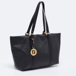 Pre Owned Fend Black Zucchino Coated Canvas and Leather Superstar Shopper Tote