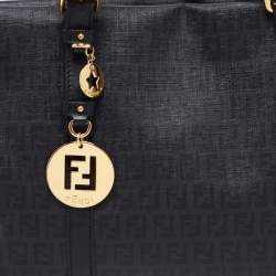Pre Owned Fend Black Zucchino Coated Canvas and Leather Superstar Shopper Tote
