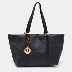 Pre Owned Fend Black Zucchino Coated Canvas and Leather Superstar Shopper Tote