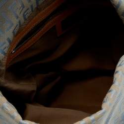 Fendi Blue/Beige Zucchino Canvas and Leather Mama Baguette Bag