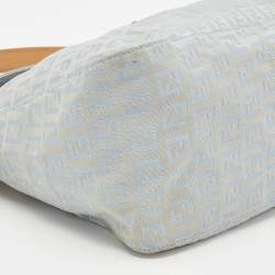 Fendi Blue/Beige Zucchino Canvas and Leather Mama Baguette Bag
