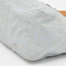 Fendi Blue/Beige Zucchino Canvas and Leather Mama Baguette Bag
