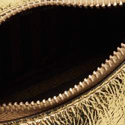 Pre Owned Fendi Metallic Gold Leather Nano Fendigraphy Pouch