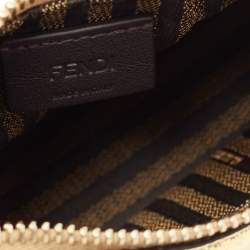 Pre Owned Fendi Metallic Gold Leather Nano Fendigraphy Pouch