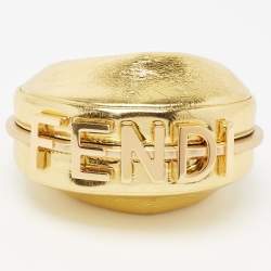 Pre Owned Fendi Metallic Gold Leather Nano Fendigraphy Pouch