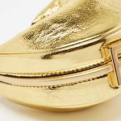 Pre Owned Fendi Metallic Gold Leather Nano Fendigraphy Pouch