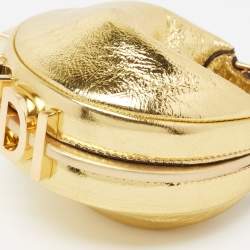 Pre Owned Fendi Metallic Gold Leather Nano Fendigraphy Pouch
