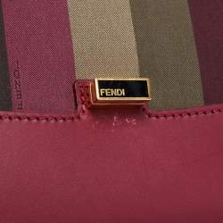 Fendi Multicolor Penguin Stripe Canvas and Leather Silvana Top Handle Bag