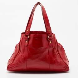 Pre Owned Fendi Red Patent Leather Medium Chef De Jour Tote