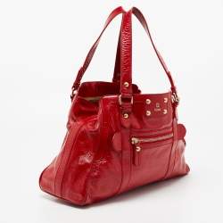 Pre Owned Fendi Red Patent Leather Medium Chef De Jour Tote