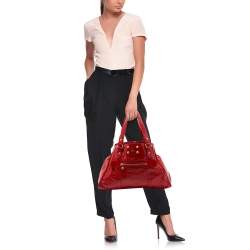 Pre Owned Fendi Red Patent Leather Medium Chef De Jour Tote