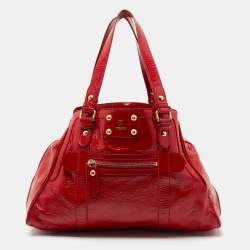 Pre Owned Fendi Red Patent Leather Medium Chef De Jour Tote