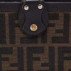Pre Owned Fendi Tobacco Zucca Canvas and Leather French Compact Wallet