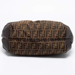 Pre Owned Fendi Tobacco Zucca Canvas and Textured Leather Spy Bag