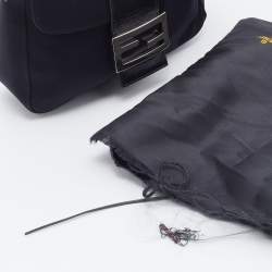 Fendi Black Neoprene and Patent Leather Baguette Bag