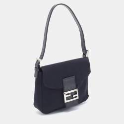 Fendi Black Neoprene and Patent Leather Baguette Bag