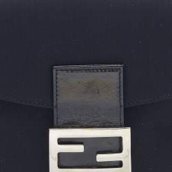 Fendi Black Neoprene and Patent Leather Baguette Bag