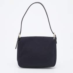 Fendi Black Neoprene and Patent Leather Baguette Bag