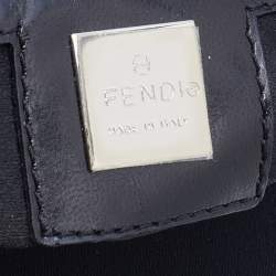 Fendi Black Neoprene and Patent Leather Baguette Bag