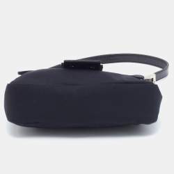 Fendi Black Neoprene and Patent Leather Baguette Bag