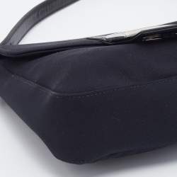 Fendi Black Neoprene and Patent Leather Baguette Bag