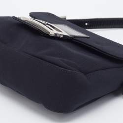 Fendi Black Neoprene and Patent Leather Baguette Bag