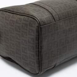 Pre Owned Fendi Grey Zucchino Coated Canvas Forever Bauletto Boston Bag