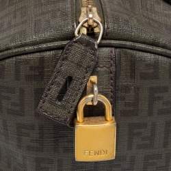 Pre Owned Fendi Grey Zucchino Coated Canvas Forever Bauletto Boston Bag