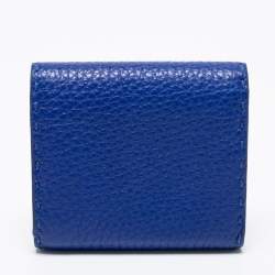 Pre Owned محفظة فندي جلد سيليريا رصاصي فاتح/أزرق ث�لاثية الطي