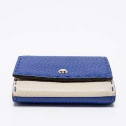 Pre Owned محفظة فندي جلد سيليريا رصاصي فاتح/أزرق ثلاثية الطي