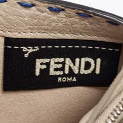 Pre Owned محفظة فندي جلد سيليريا رصاصي فاتح/أزرق ثلاثية الطي