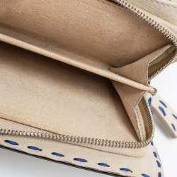 Pre Owned محفظة فندي جلد سيليريا رصاصي فاتح/أزرق ثلاثية الطي