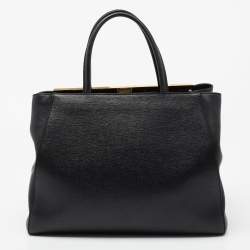 مملوكة مسبقًا حقيبة يد فندي 2جور جلد أسود متوسطة 
