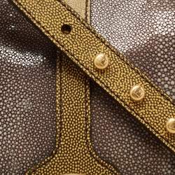 Pre Owned Fendi Yellow/Grey Stingray and Leather Anna Shoulder Bag